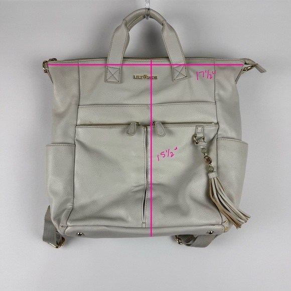 Lily Jade Caroline Convertible Diaper Bag – Vegan Leather – Light Gray - Picture 10 of 10